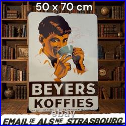 Vintage BEYERS Coffee & Tea Enamel Plaque Sign