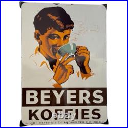Vintage BEYERS Coffee & Tea Enamel Plaque Sign