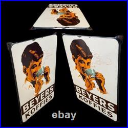 Vintage BEYERS Coffee & Tea Enamel Plaque Sign