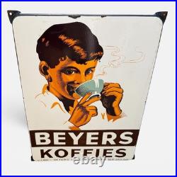 Vintage BEYERS Coffee & Tea Enamel Plaque Sign