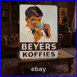 Vintage BEYERS Coffee & Tea Enamel Plaque Sign