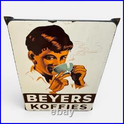 Vintage BEYERS Coffee & Tea Enamel Plaque Sign