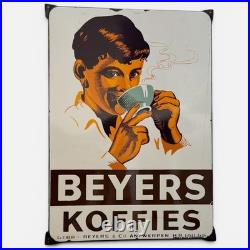 Vintage BEYERS Coffee & Tea Enamel Plaque Sign