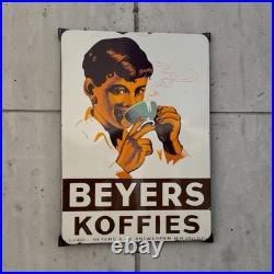 Vintage BEYERS Coffee & Tea Enamel Plaque Sign