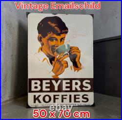 Vintage BEYERS Coffee & Tea Enamel Plaque Sign