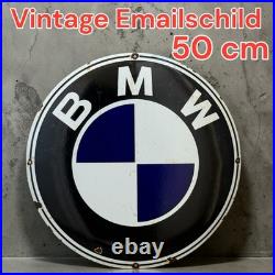Vintage BMW Enamel Advertising Sign Email Plaque 50 cm