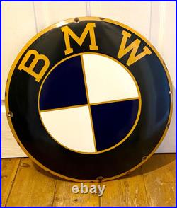 Vintage BMW Enamel Dealership Garage Sign Huge