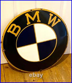 Vintage BMW Enamel Dealership Garage Sign Huge