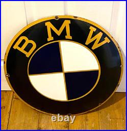 Vintage BMW Enamel Dealership Garage Sign Huge
