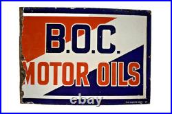 Vintage BOC Motor Oils Porcelain Enamel Sign 23x16 Double Sided Garage Petrol
