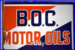 Vintage BOC Motor Oils Porcelain Enamel Sign 23x16 Double Sided Garage Petrol