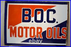 Vintage BOC Motor Oils Porcelain Enamel Sign 23x16 Double Sided Garage Petrol