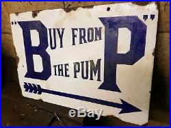 Vintage BP Buy From Pump Enamel Sign Advertising Garage Automobilia Motoring