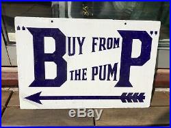 Vintage BP Enamel Advertising Garage Sign Deco Double Sided 1920s Rare