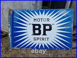 Vintage BP Irish Flash Double Sided Enamel Sign Motor Spirit Oil Automobilia
