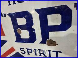 Vintage BP Motor Spirit Flag Enamel Sign Automobilia Garage Collectable Rare