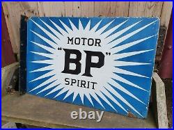Vintage BP Motor Spirit Irish Flash Enamel Sign Automobilia Motoring Garage Oil
