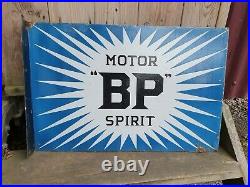 Vintage BP Motor Spirit Irish Flash Enamel Sign Automobilia Motoring Garage Oil