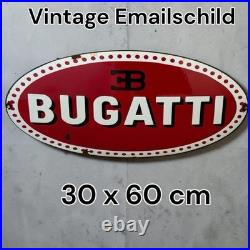 Vintage BUGATTI Enamel Plaque Sign For Advertising, Enamel Sign