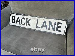 Vintage Back Lane Tin Enamel Road Street Sign Advertising Petrol Oil Old Garage