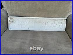 Vintage Back Lane Tin Enamel Road Street Sign Advertising Petrol Oil Old Garage