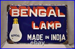 Vintage Bengal Lamp Sign Board Porcelain Enamel Electric Lamp Advertising Colle