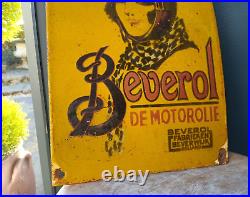 Vintage Beverol De Motorolie Motor Oil Enamel Sign Petrol Pump Automobilia