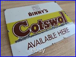 Vintage Binny's Cotswol Available Here Advertising Enamel Sign, Fabric Material