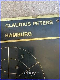 Vintage Black Enamel Brass Sign Advertising Claudius Peters Hamburg German Co