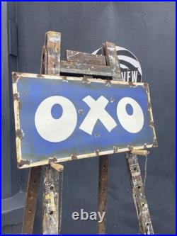 Vintage Blue & White Enamel OXO Sign Signage