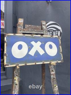 Vintage Blue & White Enamel OXO Sign Signage