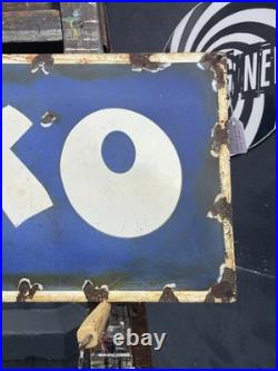 Vintage Blue & White Enamel OXO Sign Signage