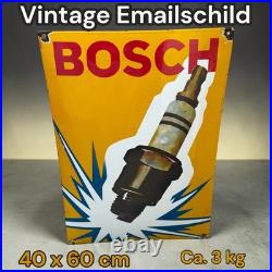 Vintage Bosch Spark Plug Enamel Advertising Sign Enamel Plaque