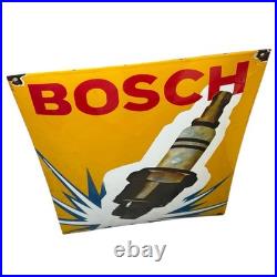 Vintage Bosch Spark Plug Enamel Advertising Sign Enamel Plaque