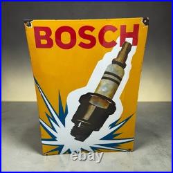 Vintage Bosch Spark Plug Enamel Advertising Sign Enamel Plaque
