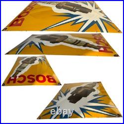 Vintage Bosch Spark Plug Enamel Advertising Sign Enamel Plaque