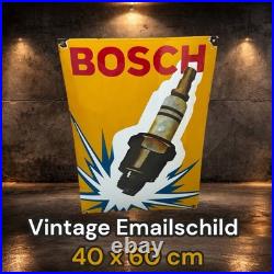 Vintage Bosch Spark Plug Enamel Advertising Sign Enamel Plaque