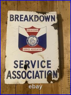 Vintage Breakdown Service Association Enamel Sign Vintage Breakdown Service Association Enamel Sign
