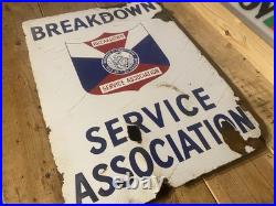 Vintage Breakdown Service Association Enamel Sign Vintage Breakdown Service Association Enamel Sign