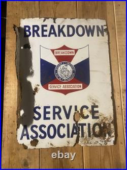 Vintage Breakdown Service Association Enamel Sign Vintage Breakdown Service Association Enamel Sign