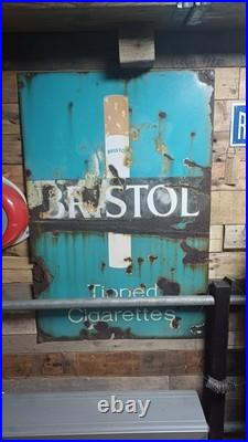 Vintage Bristol Cigarettes Enamel Advertising Sign