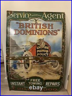 Vintage British Dominions Enamel Sign Huge Advertising Sign Large Car Petrol Oil