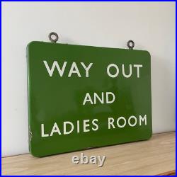Vintage British Railway Enamel Sign WAY OUT AND LADIES ROOM