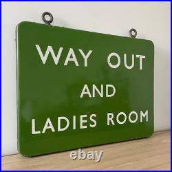 Vintage British Railway Enamel Sign WAY OUT AND LADIES ROOM