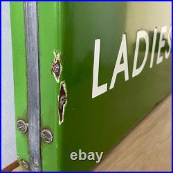 Vintage British Railway Enamel Sign WAY OUT AND LADIES ROOM