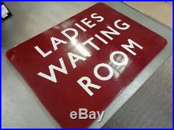Vintage British Railways Maroon Enamel Ladies Waiting Room Sign