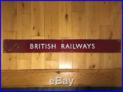 Vintage British Railways. Red Enamel Metal Station Sign, British Rail, Old