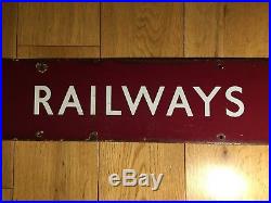 Vintage British Railways. Red Enamel Metal Station Sign, British Rail, Old