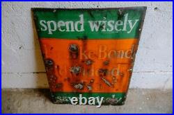 Vintage Brooke Bond Rare Old Antique Enamel Metal Advertising Sign Green Orange