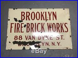 Vintage Brooklyn Fire Brick Works Porcelain Sign Brooklyn NY 36 x 24